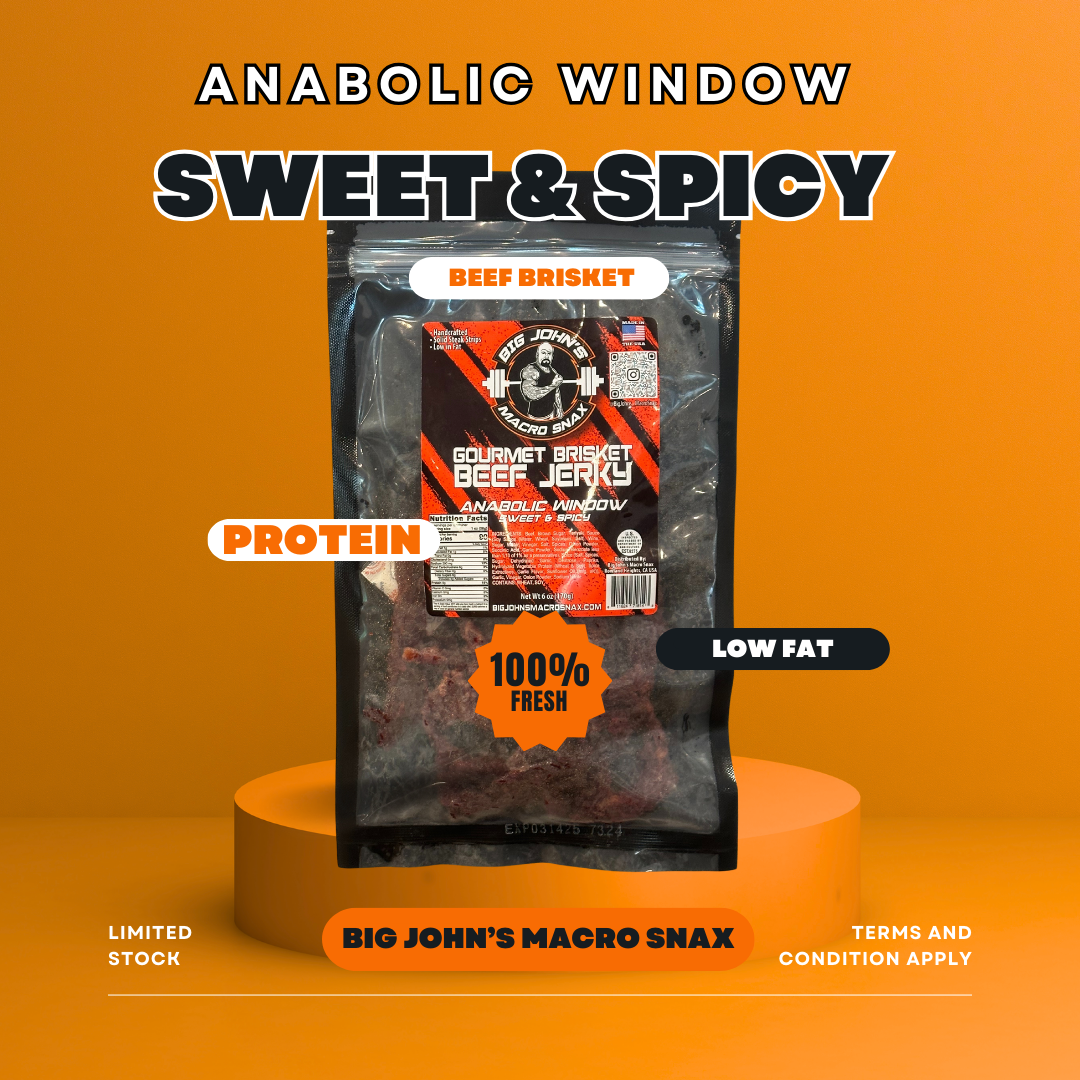 "Anabolic Window" Sweet & Spicy Brisket Beef Jerky - (6oz) High Protein Snack"