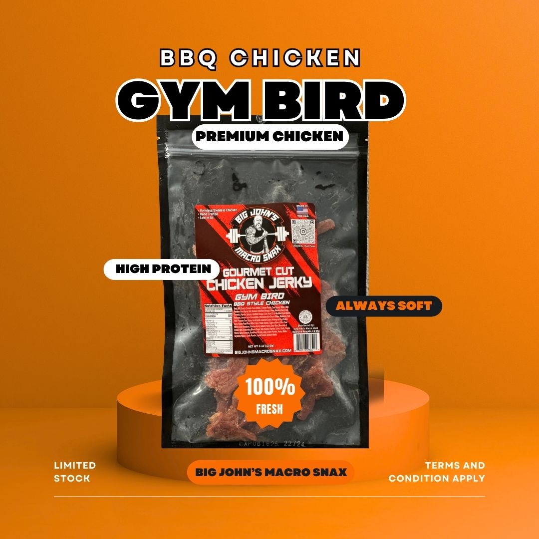 "Gym Bird" BBQ Style Chicken Jerky -  (6oz) Premium Jerky High Protein Snack