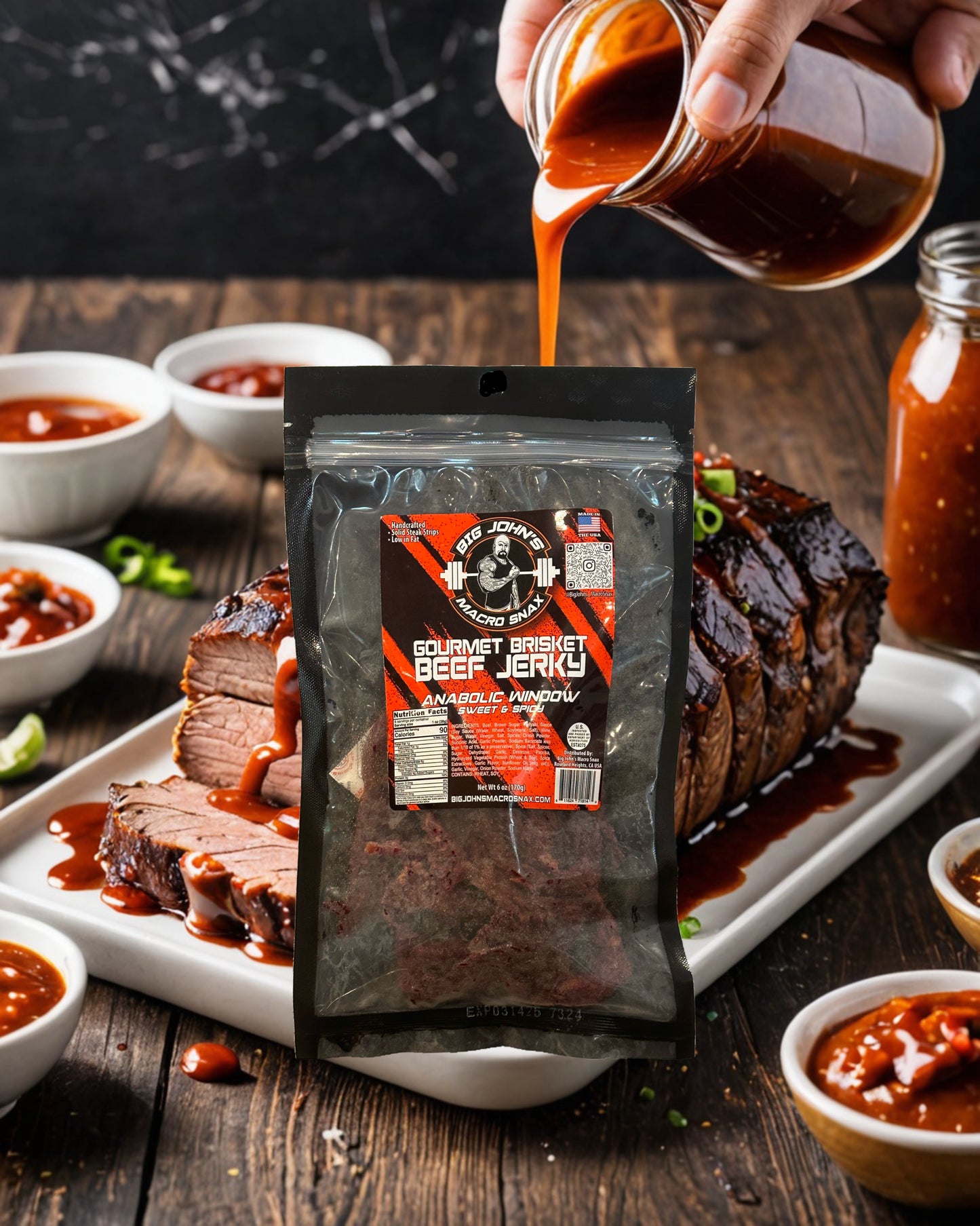 "Anabolic Window" Sweet & Spicy Brisket Beef Jerky - (6oz) High Protein Snack"