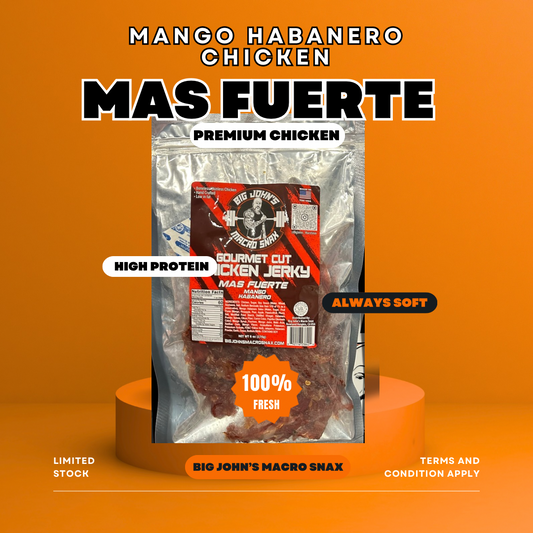 "Mas Fuerte" - Mango Habanero Flavored Chicken Jerky (6oz) High Protein Premium Snack