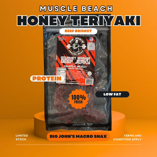 "Muscle Beach" Honey Teriyaki Brisket Beef Jerky - (6oz) High Protein Snack